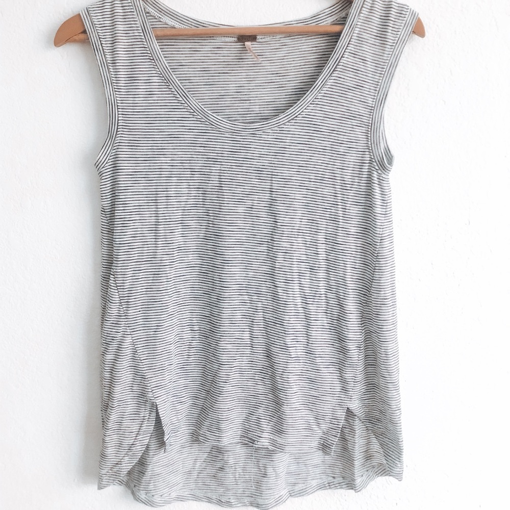 Navy and white striped cut off blouse